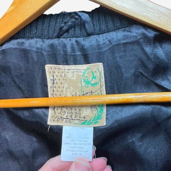 VTG Billabong Black/White Houndstooth Tweed Wool Blend Full Zip Puffed Shoulder - Picture 5 of 14